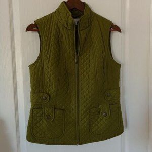 Charter Club Women's Quilted Stand-Collar Vest  Olive Green Size Small EUC